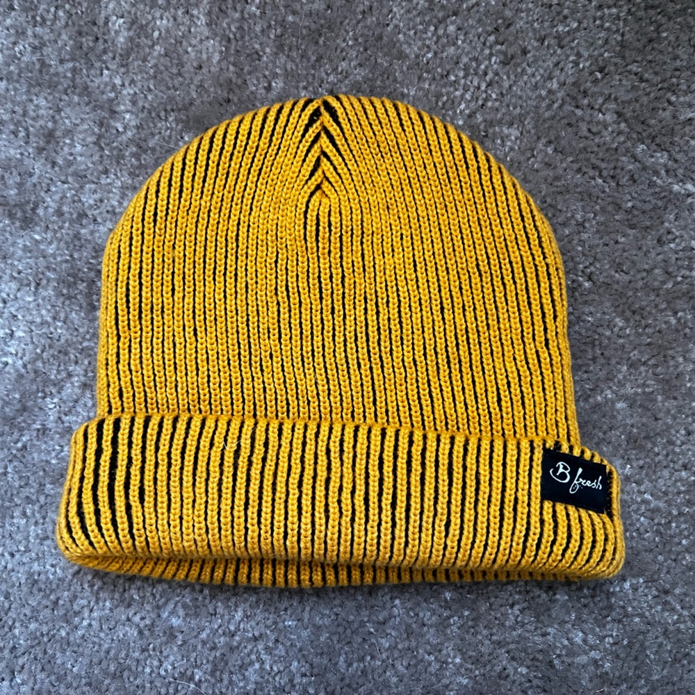 Yellow and Black Knit Beanie